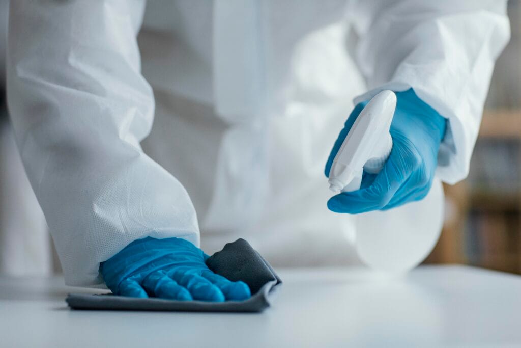 Technicians performing disinfection services in a modern Nairobi o